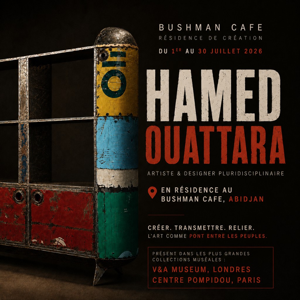 Résidence de création Hamed Ouattara — Bushman Café, Abidjan, Juillet 2026